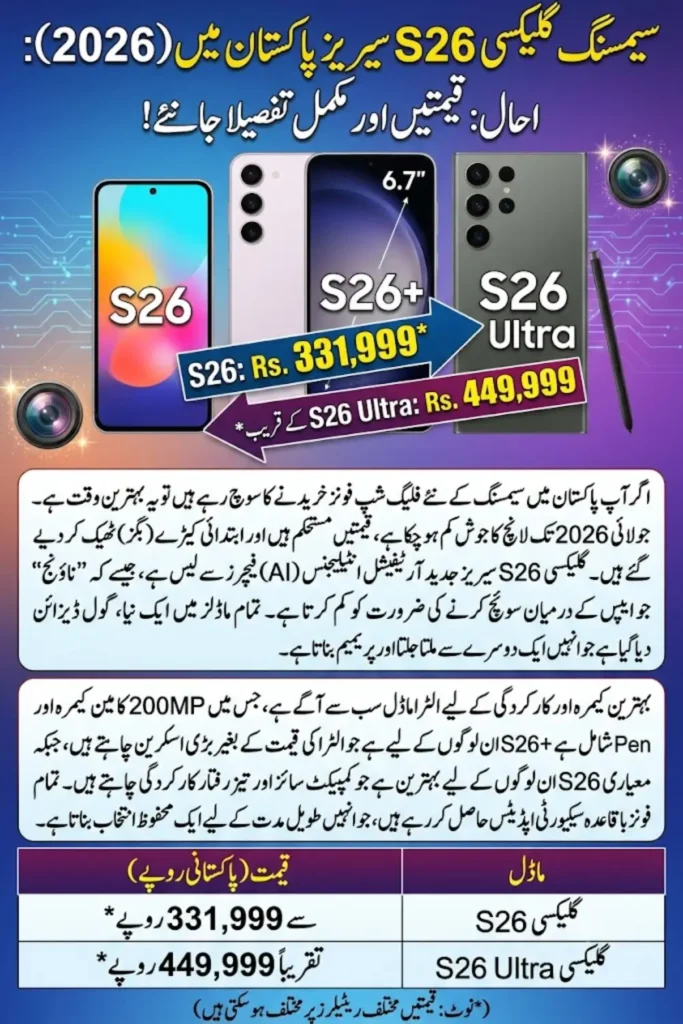Samsung Galaxy S26 Series Price in Pakistan (2026)